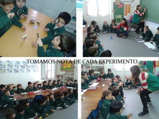 TOMAMOS NOTA DE CADA EXPERIMENTO… 
 