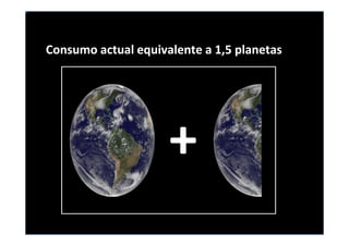 Consumo actual equivalente a 1,5 planetas




                     +
 