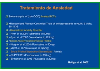  Meta-analysis of (non-OCD) Anxiety RCTs
 •Randomized Placebo Controlled Trials of antidepressants in youth; 6 trials;
N...