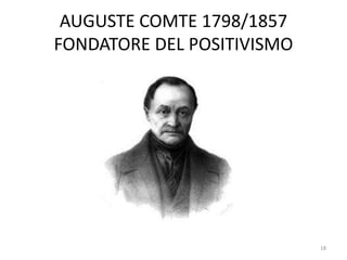 AUGUSTE COMTE 1798/1857
FONDATORE DEL POSITIVISMO
18
 