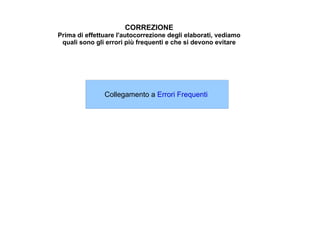 CORREZIONE Prima di effettuare l'autocorrezione degli elaborati, vediamo quali sono gli errori più frequenti e che si devono evitare 
