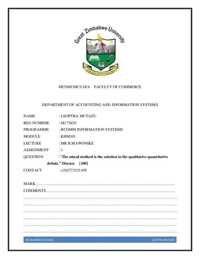 great zimbabwe university assignment cover page