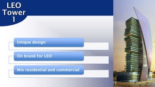 LEO
Tower
1
Unique design
On brand for LEO

Mix residential and commercial

 