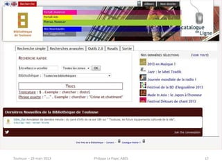 Toulouse -- 29 mars 2013   Philippe Le Pape, ABES   17
 