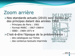 Zoom arrière<br /><ul><li>Nos standards actuels (2010) sont fondés sur des principes datant des années 1960</li></ul>Princ...
