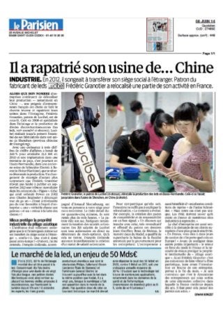 Article dans Le Parisien - Il a rapatrié son usine de... Chine