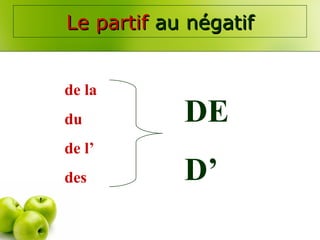 Le partif   au   négatif de la du  de l’ des DE D’ 