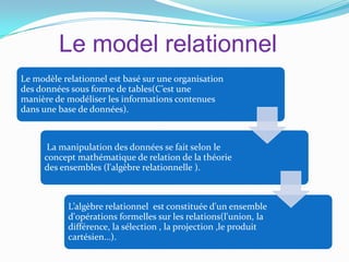 Relationnel Le passage du diagramme de classe vers le model objet relationnel | PPTX