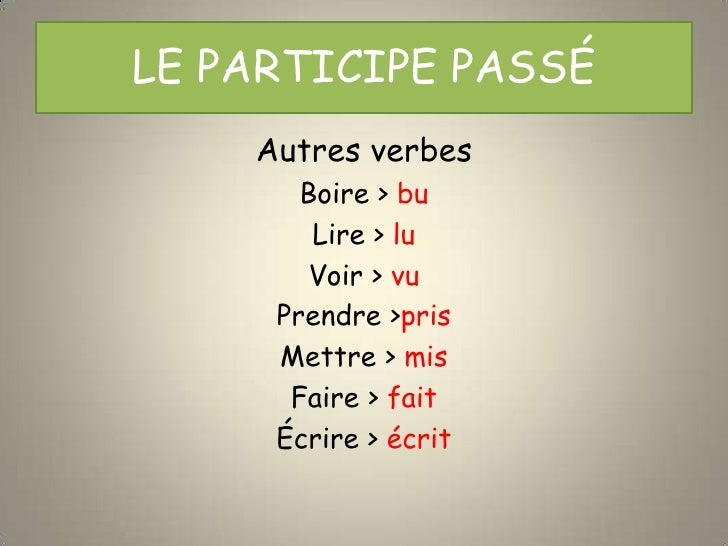 Le Verbe Mettre Au Passé Composé Le passé composé