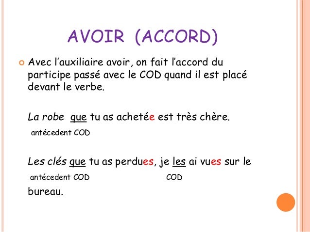 Accord Du Cod Placé Avant Le Verbe – DUCY