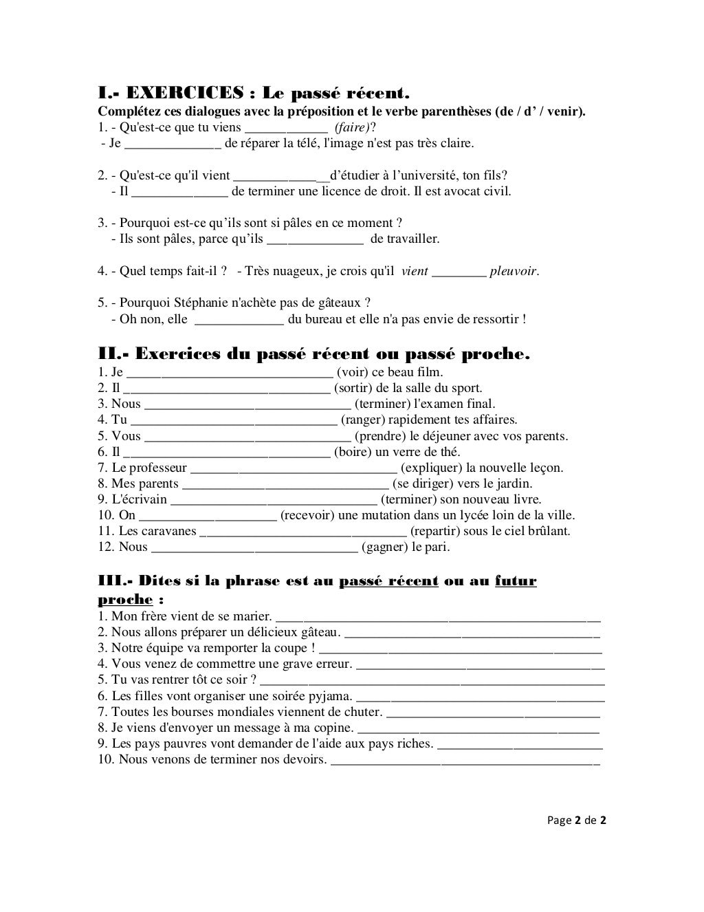 Le Pass R cent Sh ma De Conjugaison 
