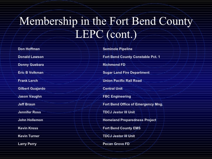 fort bend county local emergency planning committee ron drachenberg fort bend county ems