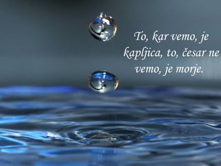 To, kar vemo, je kapljica, to, česar ne vemo, je morje.   