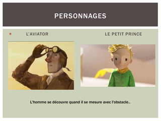  L’AVIATOR LE PETIT PRINCE
PERSONNAGES
L'homme se découvre quand il se mesure avec l'obstacle..
 