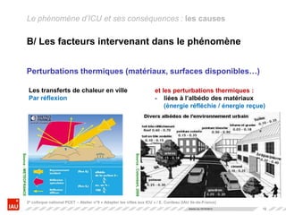 12
B/ Les facteurs intervenant dans le phénomène
Perturbations thermiques (matériaux, surfaces disponibles…)
Les transfert...