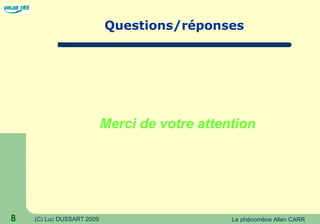 Questions/réponses Merci de votre attention 