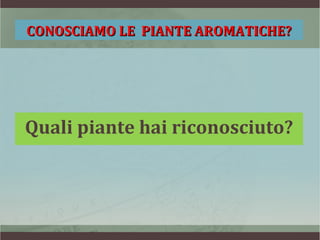 CONOSCIAMO LE PIANTE AROMATICHE?




Quali piante hai riconosciuto?
 