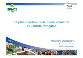 Le plan d’action de la filière veaux de
boucherie française
Magdéléna Chanteperdrix
Service Qualité des Viandes
Mercredi 14 Septembre 2016
 
