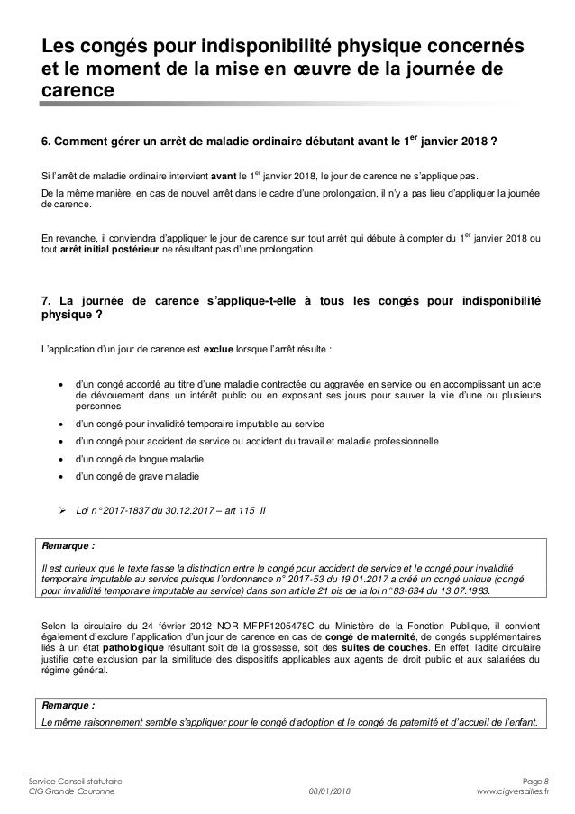 Le point sur... la journée de carence cig versailles