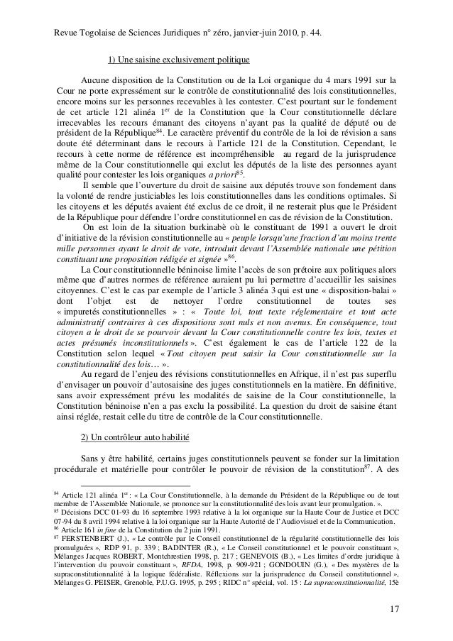 Dissertation sur le respect de la constitution