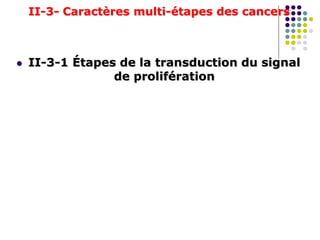 II-3- Caractères multi-étapes des cancers
 II-3-1 Étapes de la transduction du signal
de prolifération
 