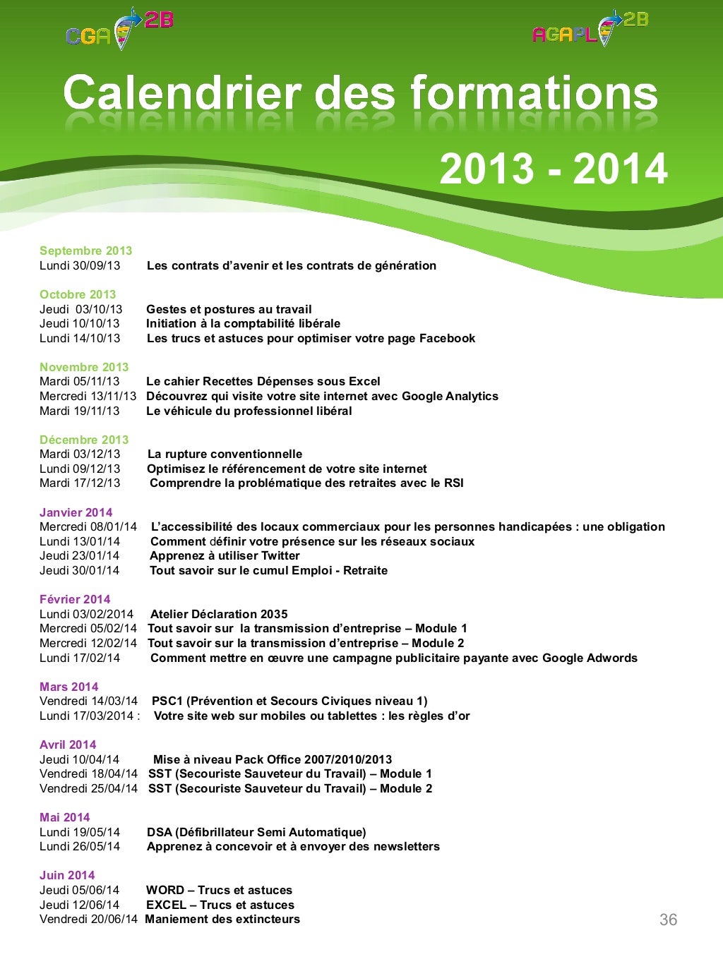 Programme formation 2013 2014 CGA2BAGAPL2B