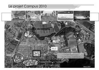 Le Rolex Learning Center de l’EPFL
Centre de congrès
Hôtel et logements
pour hôtes et étudiants
RLC
Le projet Campus 2010
+ aménagement
végétal du Campus
 