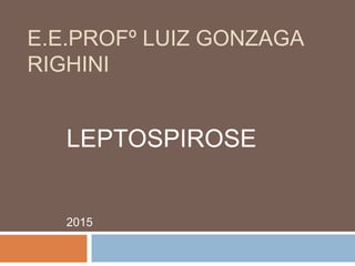 E.E.PROFº LUIZ GONZAGA
RIGHINI
LEPTOSPIROSE
2015
 