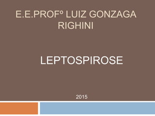 E.E.PROFº LUIZ GONZAGA
RIGHINI
LEPTOSPIROSE
2015
 