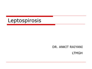 Leptospirosis




                DR. ANKIT RAIYANI

                           LTMGH
 
