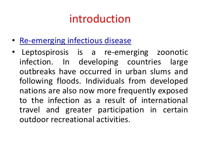 Leptospirosis Occupational Disease Prevention leptospirosis reemerging infection