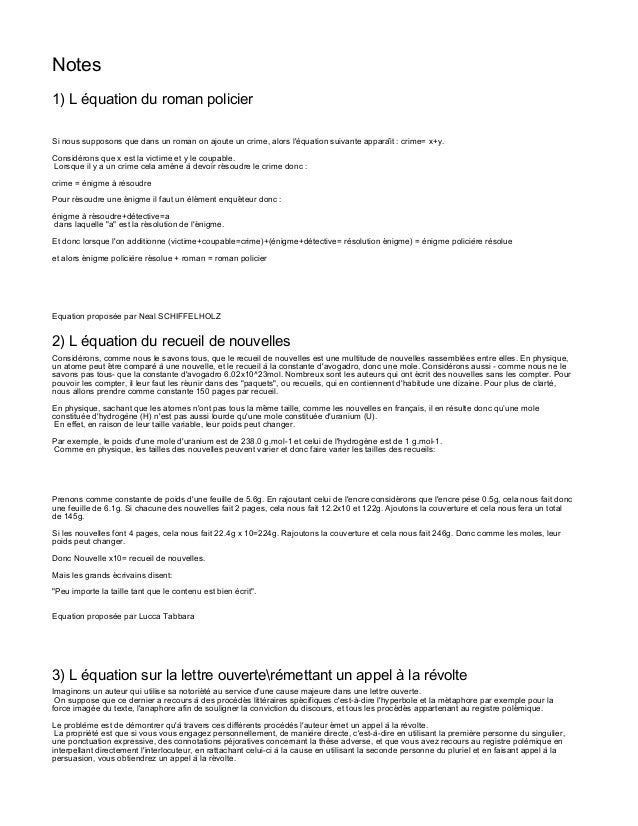 L Equation Litteraire Par Les Eleves De L Institut 2