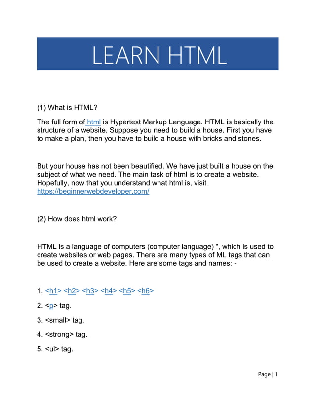 Leran html pdf