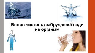 Вплив чистої та забрудненої води
на організм
 