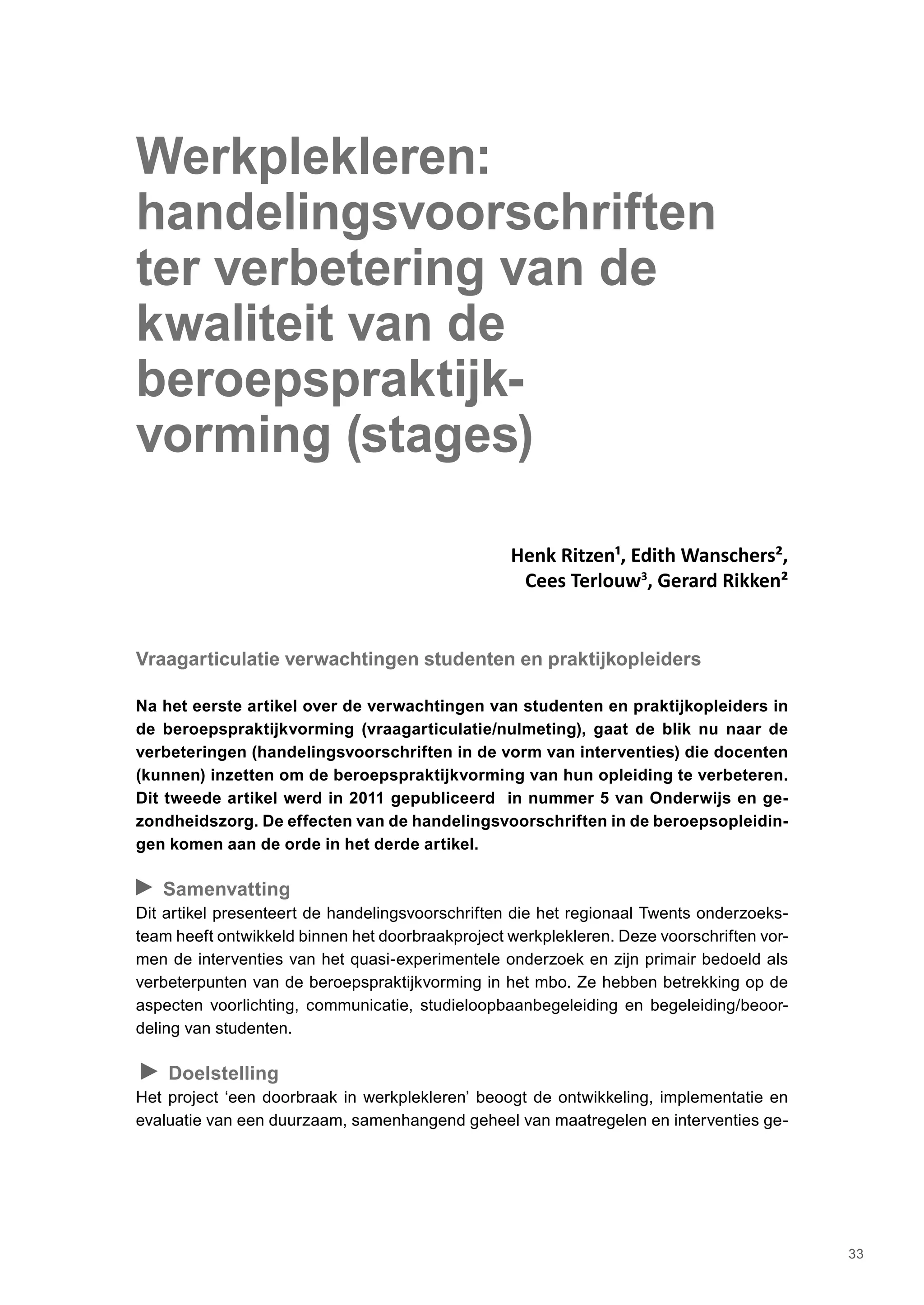 Leren In De Praktijk Pdf
