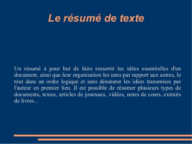 le résumé
