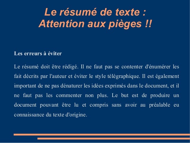 le résumé
