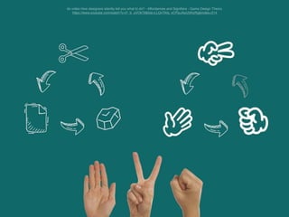 do vídeo How designers silently tell you what to do? - Affordances and Signiﬁers - Game Design Theory
https://www.youtube.com/watch?v=l7_b_uVOkT8&list=LLQvTAfq_xCPjoJAyU5thzRg&index=214
 