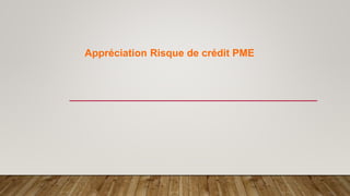 Appréciation Risque de crédit PME
 