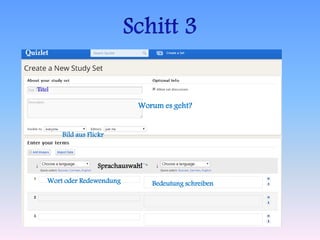 Worum es geht? 
Bild aus Flickr 
Sprachauswahl 
Titel 
Wort oder Redewendung Bedeutung schreiben 
 