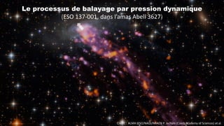 Crédit : ALMA (ESO/NAOJ/NRAO), P. Jachym (Czech Academy of Sciences) et al.
Le processus de balayage par pression dynamique
(ESO 137-001, dans l’amas Abell 3627)
 