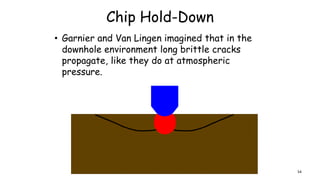 Chip Hold-Down
• Garnier and Van Lingen imagined that in the
downhole environment long brittle cracks
propagate, like they do at atmospheric
pressure.
54
 