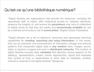 Les bibliotheques numeriques