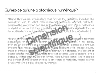 Les bibliotheques numeriques