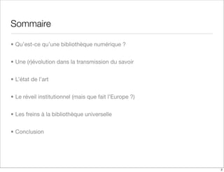Les bibliotheques numeriques