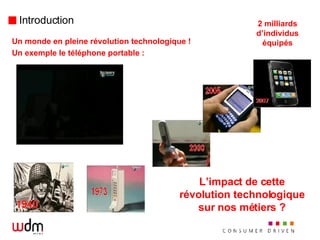 Introduction Un monde en pleine révolution technologique ! Un exemple le téléphone portable :  L’impact de cette révolution technologique sur nos métiers ? 2 milliards d’individus équipés 