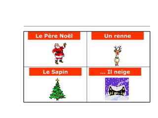 Le Père Noël Un renne Le Sapin …  Il neige 