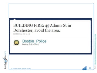 © Tous droits réservés – Analyweb Inc. 2008
63




         Source : http://mashable.com/2010/03/17/law-enforcement-social-media/
 
