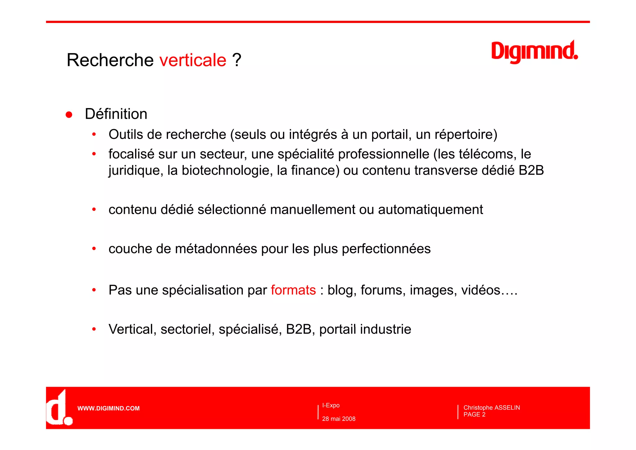 Les moteurs de recherche verticaux
