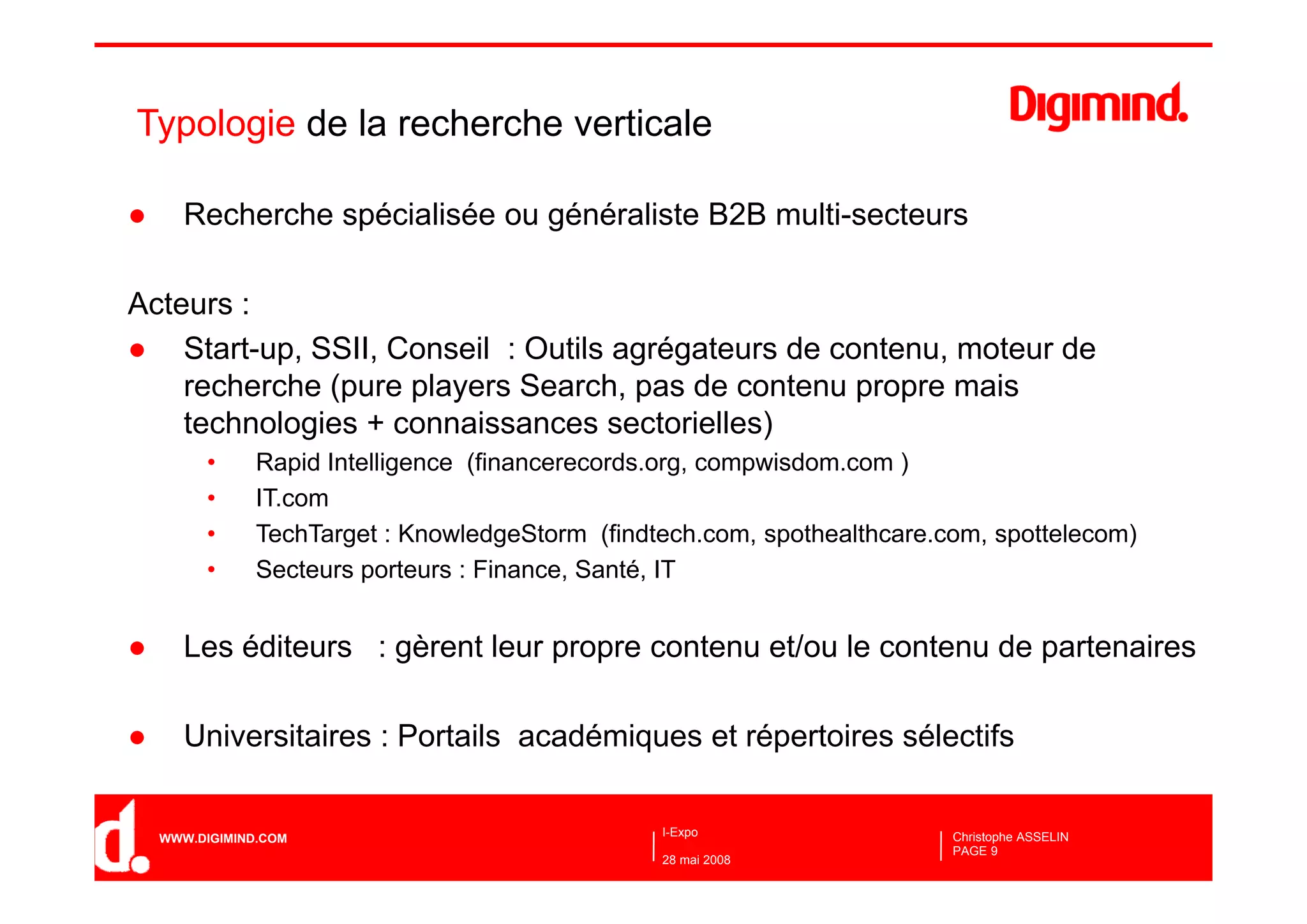 Les moteurs de recherche verticaux